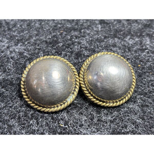 VTG Sterling Silver Dome Earrings 925 Taxco Mexico Brass Rope Braided 24 grams